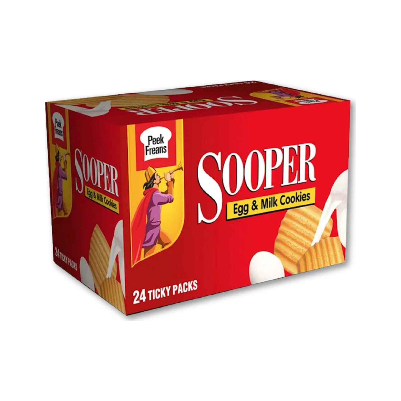 Peek Freans Sooper Egg & Milk Cookies — Carton of 24 Ticky Packs (480g)